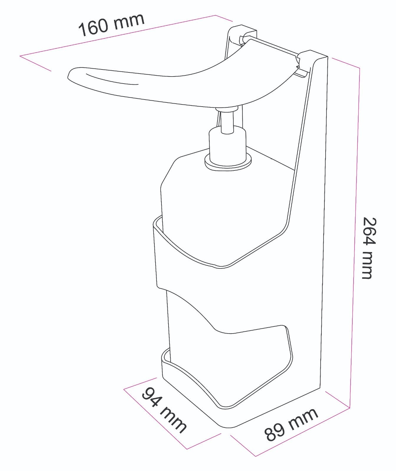 Desinfektionsmittelspender 1000ml Maße
